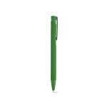 Pen van gerecycled aluminium met rubberen afwerking en blauwe inkt kleur groen tweede weergave