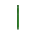 Pen van gerecycled aluminium met rubberen afwerking en blauwe inkt kleur groen vooraanzicht