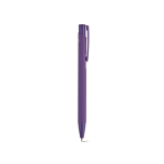 Pen van gerecycled aluminium met rubberen afwerking en blauwe inkt kleur paars tweede weergave