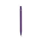 Pen van gerecycled aluminium met rubberen afwerking en blauwe inkt kleur paars achter weergave
