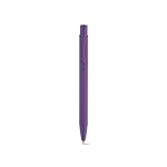 Pen van gerecycled aluminium met rubberen afwerking en blauwe inkt kleur paars vooraanzicht