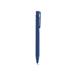 Pen van gerecycled aluminium met rubberen afwerking en blauwe inkt kleur marineblauw tweede weergave
