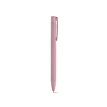 Pen van gerecycled aluminium met rubberen afwerking en blauwe inkt kleur lichtroze tweede weergave