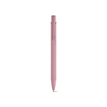 Pen van gerecycled aluminium met rubberen afwerking en blauwe inkt kleur lichtroze vooraanzicht