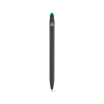 Balpen van gerecycled aluminium met touchscreenpunt, blauwe inkt kleur groen achter weergave
