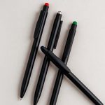 Balpen van gerecycled aluminium met touchscreenpunt, blauwe inkt