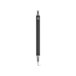 Pen van gerecycled aluminium met drukknop en blauwe inkt kleur zwart achter weergave