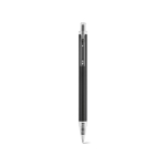 Pen van gerecycled aluminium met drukknop en blauwe inkt kleur zwart vooraanzicht