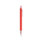 Pen van gerecycled aluminium met drukknop en blauwe inkt kleur rood tweede weergave