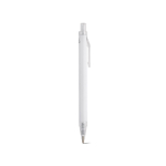 Pen van gerecycled aluminium met drukknop en blauwe inkt kleur wit tweede weergave