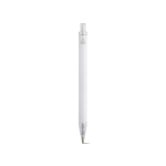 Pen van gerecycled aluminium met drukknop en blauwe inkt kleur wit achter weergave