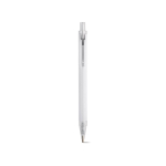 Pen van gerecycled aluminium met drukknop en blauwe inkt kleur wit vooraanzicht
