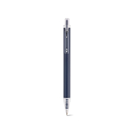 Pen van gerecycled aluminium met drukknop en blauwe inkt kleur marineblauw vooraanzicht