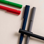 Drukpen van gerecycled aluminium, glanzend, blauwe inkt