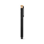 Rollerpen van gerecycled aluminium en bamboe met blauwe inkt kleur zwart tweede weergave