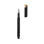 Rollerpen van gerecycled aluminium en bamboe met blauwe inkt kleur zwart derde weergave