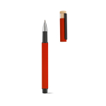 Rollerpen van gerecycled aluminium en bamboe met blauwe inkt kleur rood derde weergave