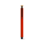 Rollerpen van gerecycled aluminium en bamboe met blauwe inkt kleur rood vooraanzicht