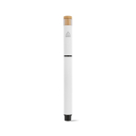 Rollerpen van gerecycled aluminium en bamboe met blauwe inkt kleur wit achter weergave
