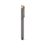 Rollerpen van gerecycled aluminium en bamboe met blauwe inkt kleur grijs tweede weergave