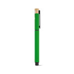 Rollerpen van gerecycled aluminium en bamboe met blauwe inkt kleur groen tweede weergave