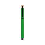 Rollerpen van gerecycled aluminium en bamboe met blauwe inkt kleur groen vooraanzicht