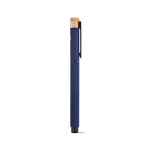Rollerpen van gerecycled aluminium en bamboe met blauwe inkt kleur marineblauw tweede weergave