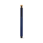Rollerpen van gerecycled aluminium en bamboe met blauwe inkt kleur marineblauw vooraanzicht