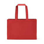 Eco katoenen boodschappentas met platte bodem 280 g/m² kleur rood vooraanzicht