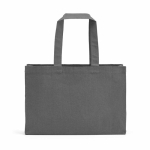 Eco katoenen boodschappentas met platte bodem 280 g/m² kleur grijs achter weergave