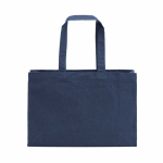 Eco katoenen boodschappentas met platte bodem 280 g/m² kleur marineblauw achter weergave