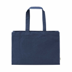Eco katoenen boodschappentas met platte bodem 280 g/m² kleur marineblauw vooraanzicht