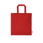 Tas van naturel gerecycled katoen met korte hengsels 140 g/m² kleur rood vooraanzicht