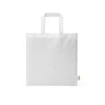 Tas van naturel gerecycled katoen met korte hengsels 140 g/m² kleur wit vooraanzicht