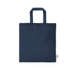 Tas van naturel gerecycled katoen met korte hengsels 140 g/m² kleur marineblauw vooraanzicht