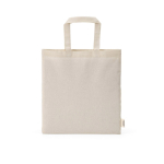 Tas van naturel gerecycled katoen met korte hengsels 140 g/m² kleur naturel vooraanzicht