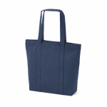 Boodschappentas van gerecycled katoen met rits 360 g/m² kleur marineblauw tweede weergave