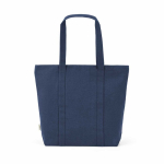 Boodschappentas van gerecycled katoen met rits 360 g/m² kleur marineblauw achter weergave