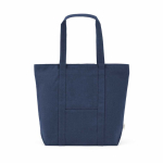 Boodschappentas van gerecycled katoen met rits 360 g/m² kleur marineblauw vooraanzicht