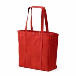 Boodschappentas van gerecycled katoen met drukknoop 360 g/m² kleur rood tweede weergave