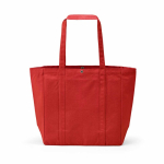 Boodschappentas van gerecycled katoen met drukknoop 360 g/m² kleur rood achter weergave
