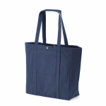 Boodschappentas van gerecycled katoen met drukknoop 360 g/m² kleur marineblauw tweede weergave