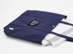Boodschappentas van gerecycled katoen met drukknoop 360 g/m² kleur marineblauw gedetailleerde weergave