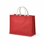 Gelamineerde jute boodschappentas met katoenen hengsels 20 L kleur rood tweede weergave