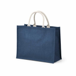 Gelamineerde jute boodschappentas met katoenen hengsels 20 L kleur marineblauw tweede weergave