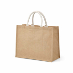 Gelamineerde jute boodschappentas met katoenen hengsels 20 L kleur naturel tweede weergave