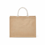 Gelamineerde jute boodschappentas met katoenen hengsels 20 L kleur naturel achter weergave