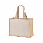 Shopper van gerecycled katoen en jute met lange hengsels 300 g/m² kleur naturel tweede weergave