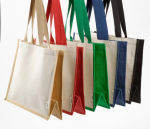 Shopper van gerecycled katoen en jute met lange hengsels 300 g/m²