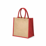 Gelamineerde jute boodschappentas met katoenen hengsels 16 L kleur rood tweede weergave